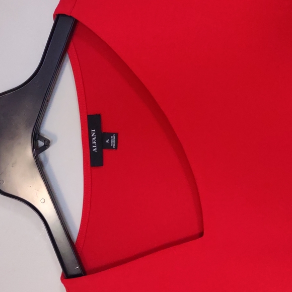 Alfani Asymmetrical Envelope Hem Top Red Petite Small or Large - Picture 5 of 10